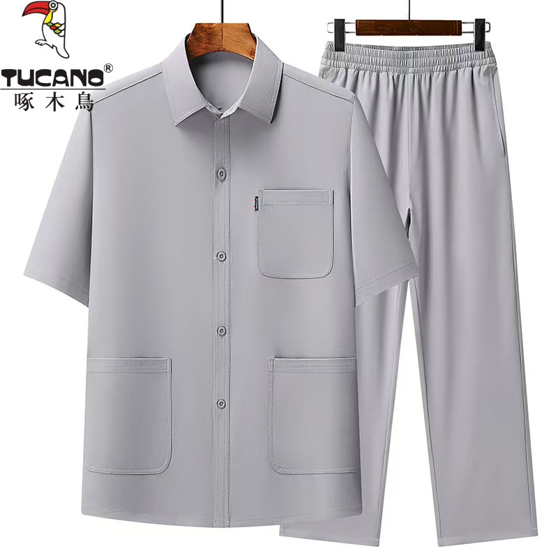 Woodpecker Middle-aged and Elderly Dad Summer Thin Suit