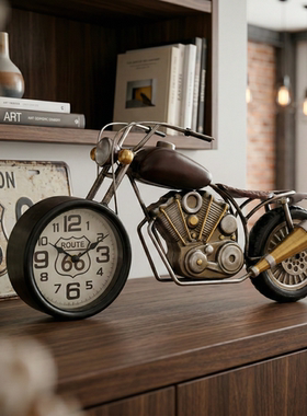 创意复古客厅玄关时钟桌面摆件