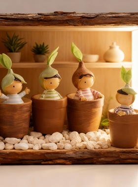 可爱蔬菜小人木质装饰摆件