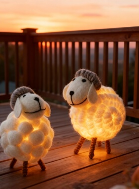 手工羊毛毡小羊摆件玩偶灯具