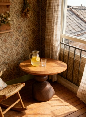 极简天然石圆桌摆件设计师款