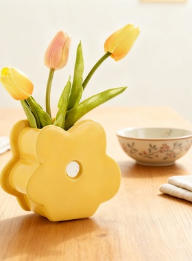 创意花朵造型陶瓷花瓶客厅摆件