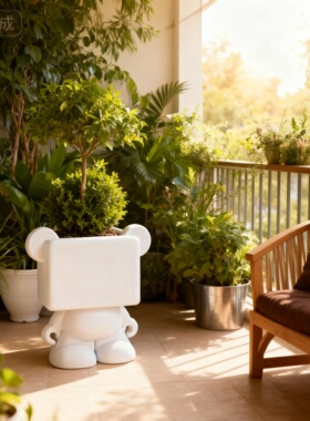 创意机器人造型花盆阳台摆件