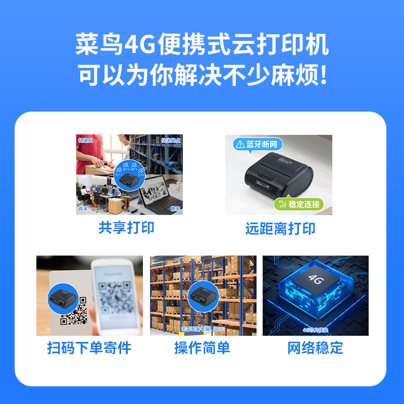 汉印A300X菜鸟4g云打印机入库标签A300E快递便携式蓝牙热敏打印机 - 图3