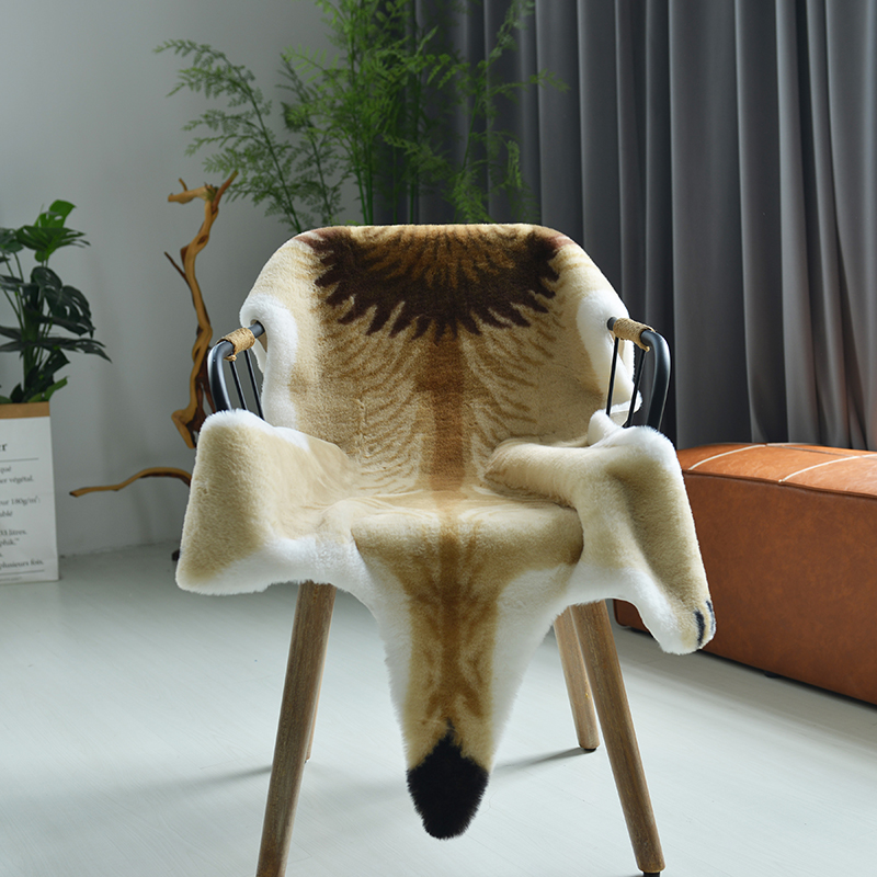 小动物地毯卡通椅垫老虎毛绒狮子地垫羊毛可爱小鹿豹纹椅子沙发垫