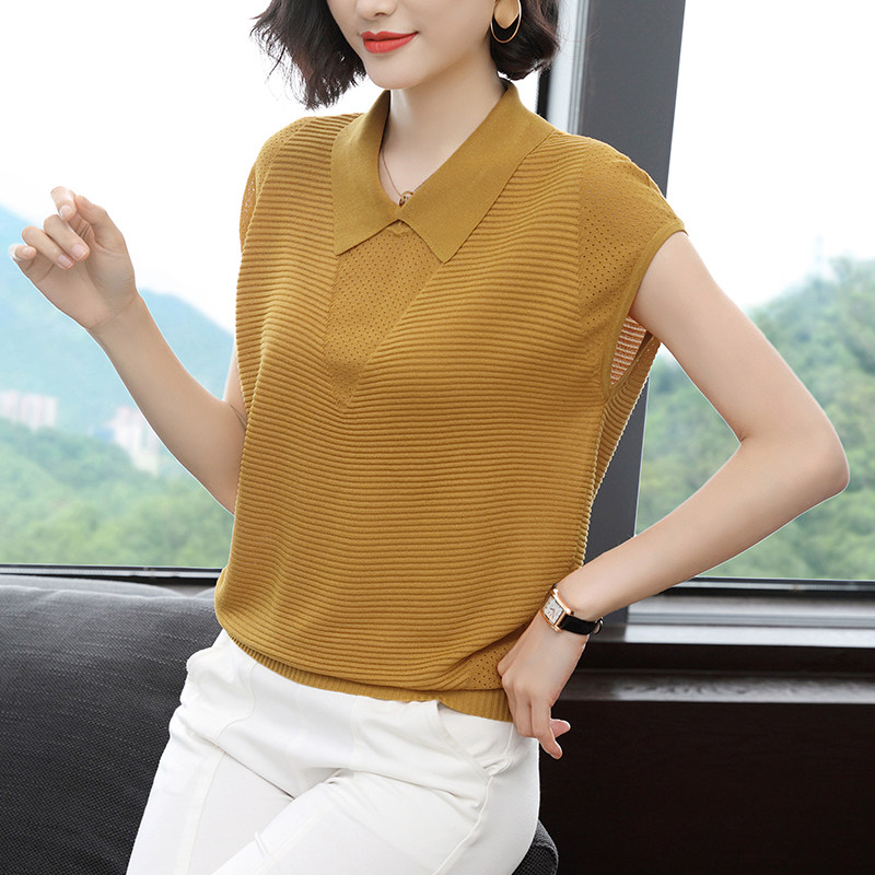 娃娃领短袖女2020夏新款显瘦t恤 inspot印点服饰毛针织衫