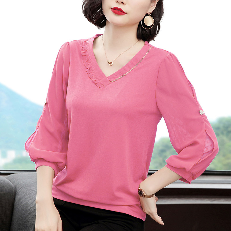 七分袖女士2020秋装新款韩版雪纺衫 inspot印点服饰蕾丝衫/雪纺衫