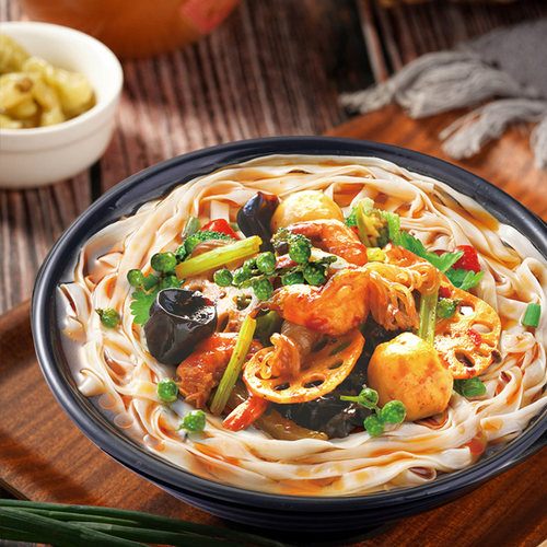 家乡人河粉桶装广东正宗方便速食免煮冲泡即食方便面酸辣牛肉味 - 图2