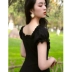 Mùa hè 2019 mới Pháp Hepburn retro platycodon heart machine small black dress high eo cao là váy dài váy đầm nữ - Váy eo cao Váy eo cao