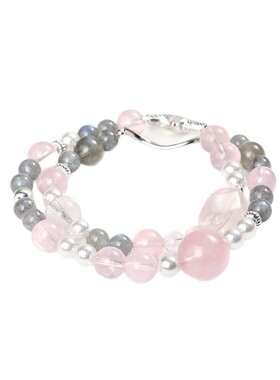 瑞士 Francesca「梦幻粉海」双圈天然粉水晶手串设计仙女时尚串珠
