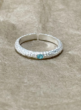 瑞士 Francesca法式轻奢拉丝海蓝宝戒指女风尾戒小众高级感食指戒