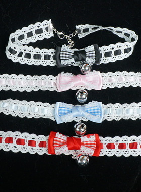 洛丽塔蝴蝶结铃铛项圈手作包邮