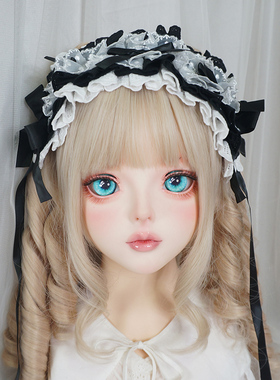 Lolita蓝粉红色发带蕾丝花边头饰
