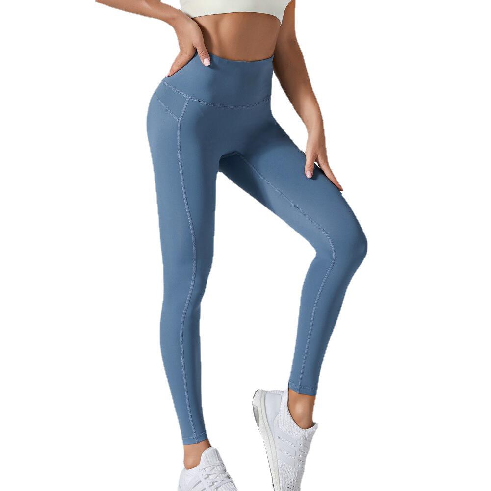 锦纶高腰紧身提臀户外运动瑜伽裤女裸感无缝蜜桃臀跑步健身裤 - 图3