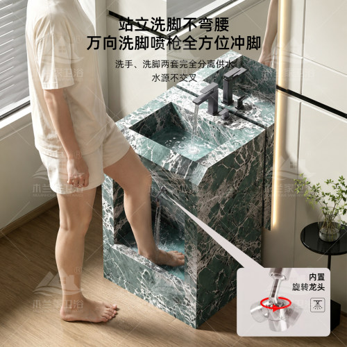 立柱盆立柱式洗手池2026新款家用洗脸盆拖把池一体阳台岩板洗脚盆 - 图1