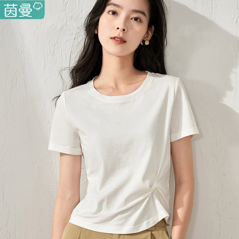 茵曼扭结不规则2023夏季新款t恤 茵曼翰飞T恤