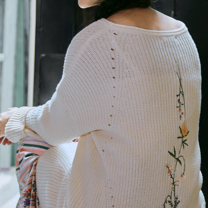 茵曼旗舰店春秋冬套头内搭茵蔓毛衣 茵曼翰飞毛针织衫