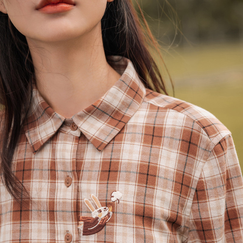 茵曼官方旗舰店衬衣外穿纯棉衬衫 茵曼翰飞衬衫