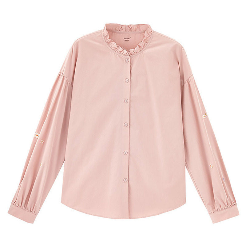 茵曼2020新款春秋款泡泡袖立领衬衫 茵曼翰飞衬衫