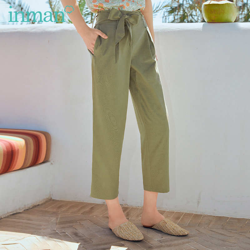 茵曼旗舰店高腰九分裤新款纸袋 茵曼翰飞休闲裤