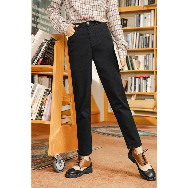 茵曼旗舰店茵蔓女裤子直筒牛仔裤 茵曼翰飞牛仔裤