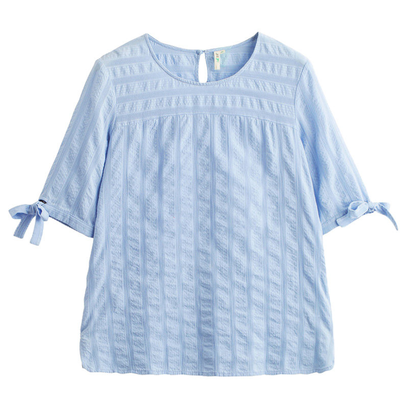 清仓特价茵曼旗舰店夏装七分袖衬衣 茵曼翰飞衬衫