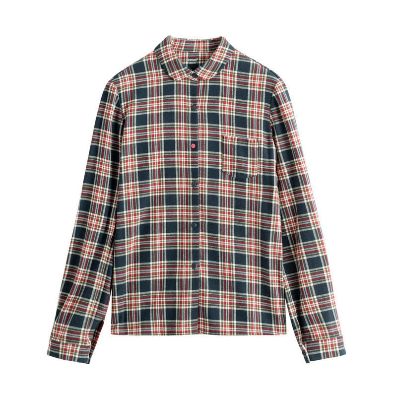 茵曼旗舰茵蔓春秋季娃娃领格子衫 茵曼翰飞衬衫