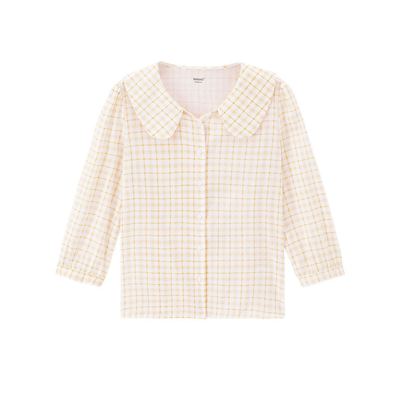 茵曼旗舰店2020新款早秋短款衬衫 茵曼翰飞衬衫