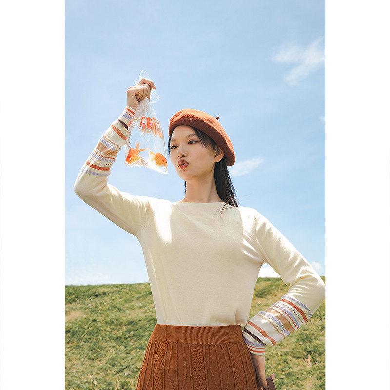 茵曼旗舰店2020年秋装新款针织衫 茵曼翰飞毛衣