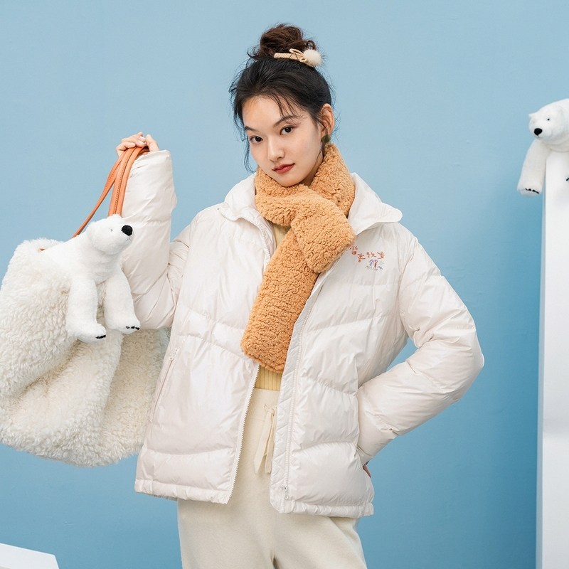 茵曼短款宽松轻薄款冬季茵蔓白鸭绒 茵曼翰飞羽绒服