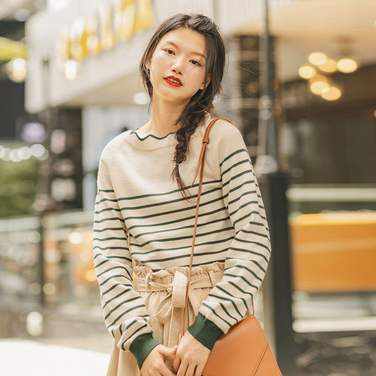 茵曼旗舰店女士官方短款洋气毛衣 茵曼翰飞毛衣