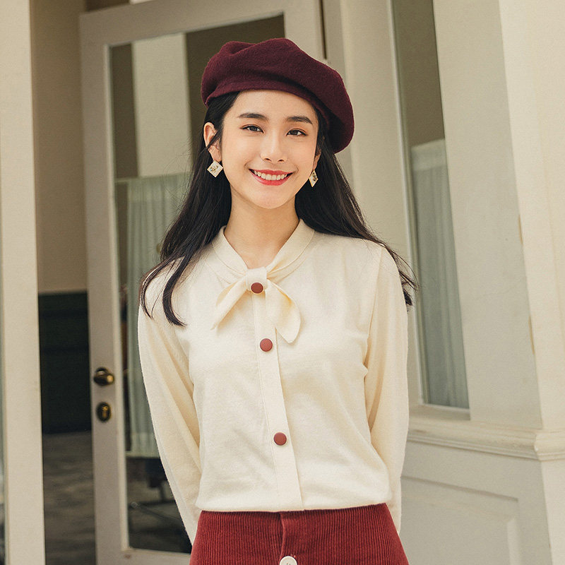 茵曼官方旗舰店打底粉色气质针织衫 茵曼翰飞毛针织衫