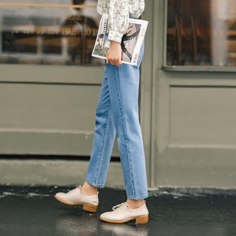 茵曼2020年新款法式高腰显瘦牛仔裤 茵曼翰飞牛仔裤