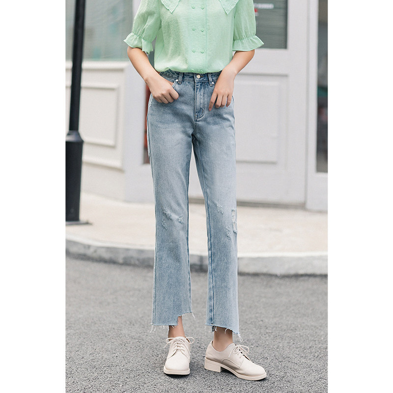  茵曼翰飞牛仔裤