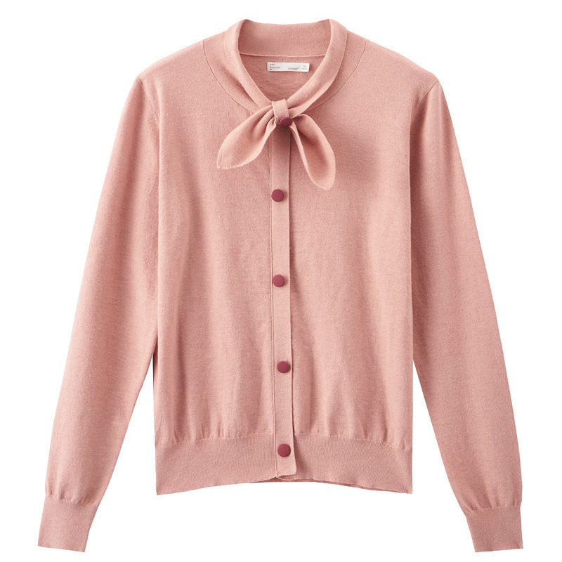 茵曼官方旗舰店打底粉色气质针织衫 茵曼翰飞毛针织衫