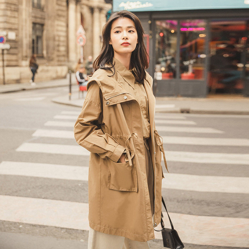 茵曼女装旗舰店新款中长款 茵曼翰飞风衣