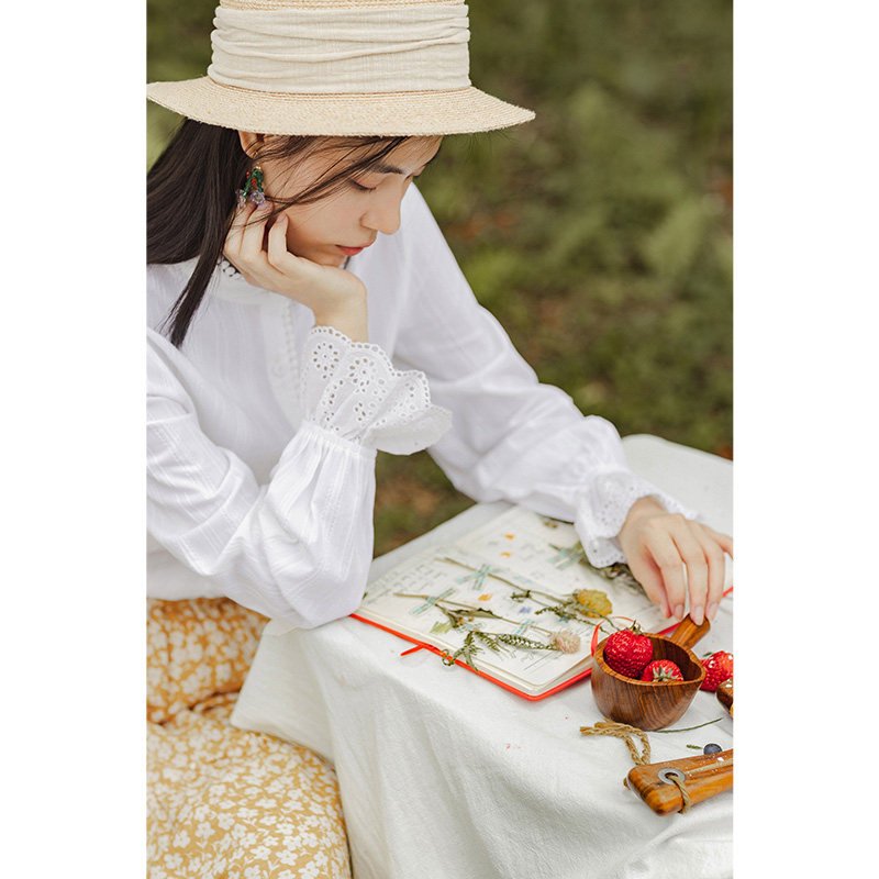 茵曼官方旗舰店茵蔓秋季立领白衬衫 茵曼翰飞衬衫