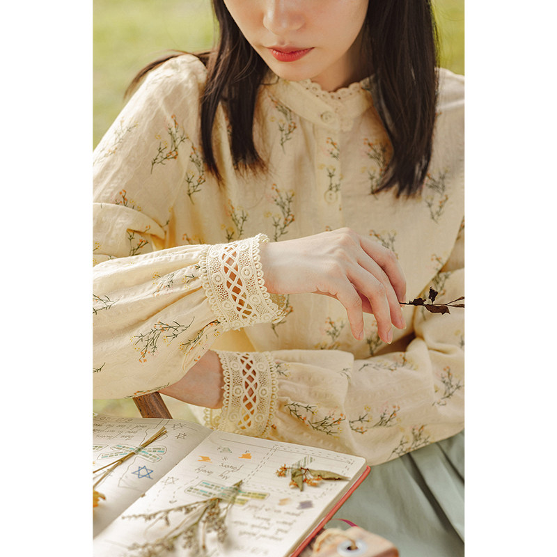 茵曼旗舰店2020年新款女士碎花衬衫 茵曼翰飞衬衫