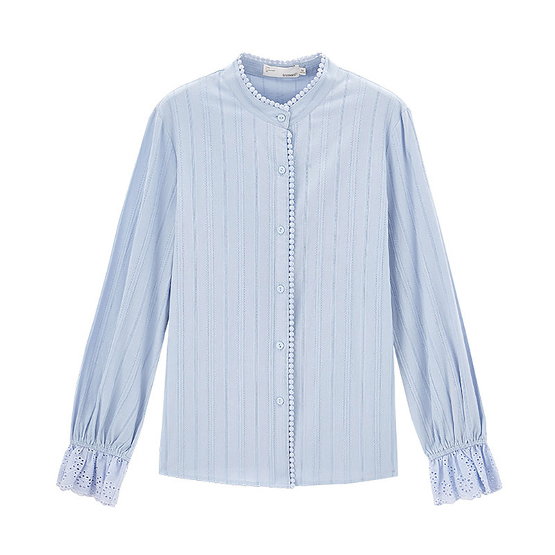 茵曼官方旗舰店茵蔓秋季立领白衬衫 茵曼翰飞衬衫