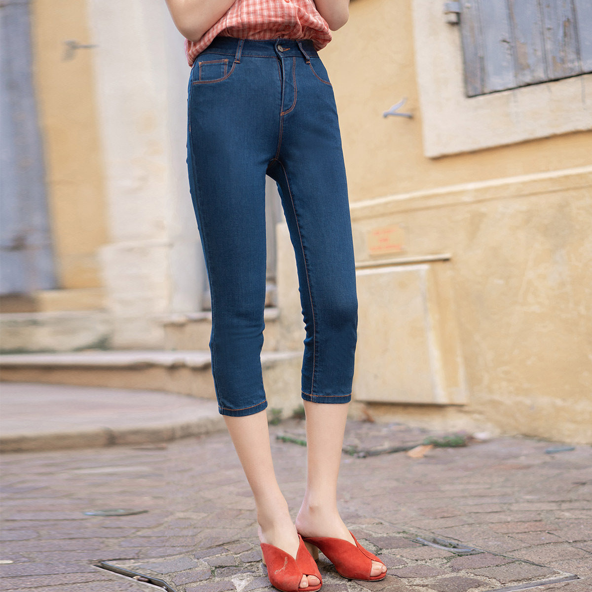 特价清仓茵曼旗舰店紧身裤牛仔裤 茵曼翰飞牛仔裤