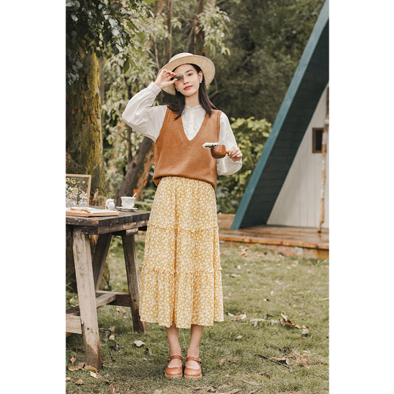 茵曼v领毛衣背心女款秋装针织衫 茵曼翰飞毛衣