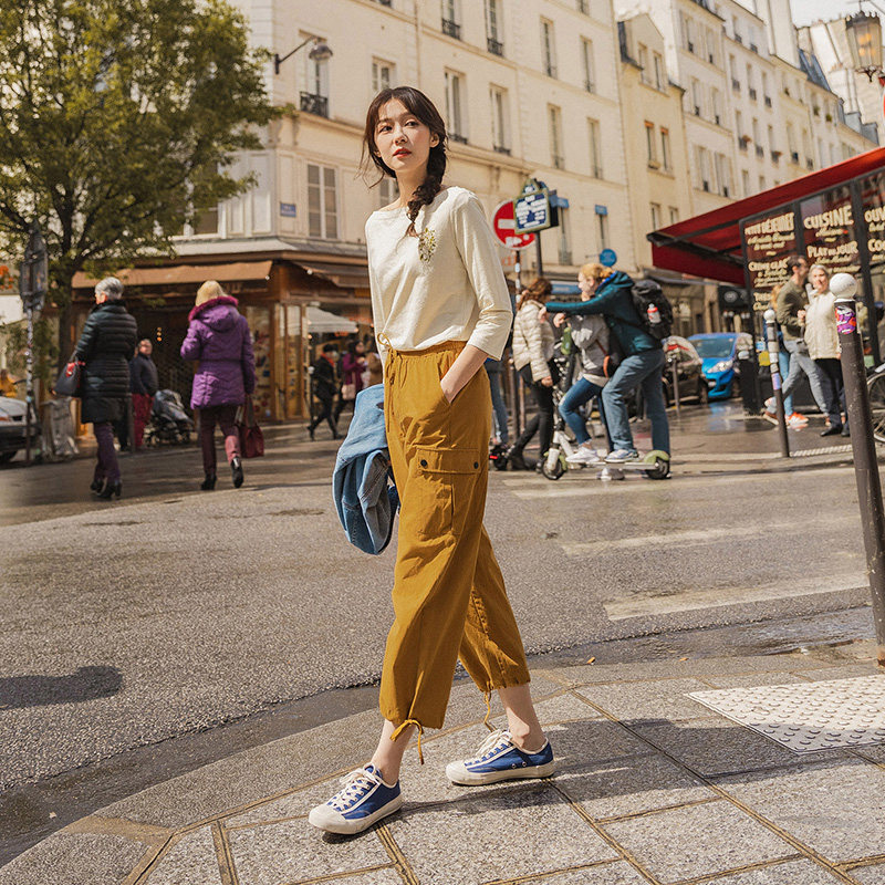 茵曼2020夏季工装裤运动裤子女裤 茵曼翰飞休闲裤