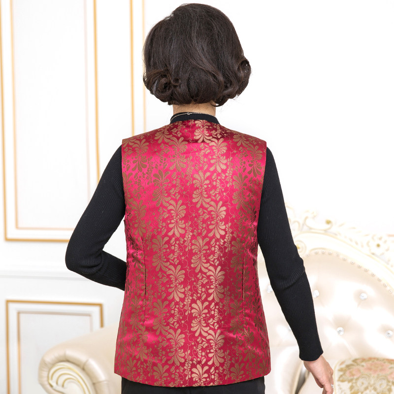 中老年人女装秋装妈妈唐装羊毛马甲 冬窝中老年女装