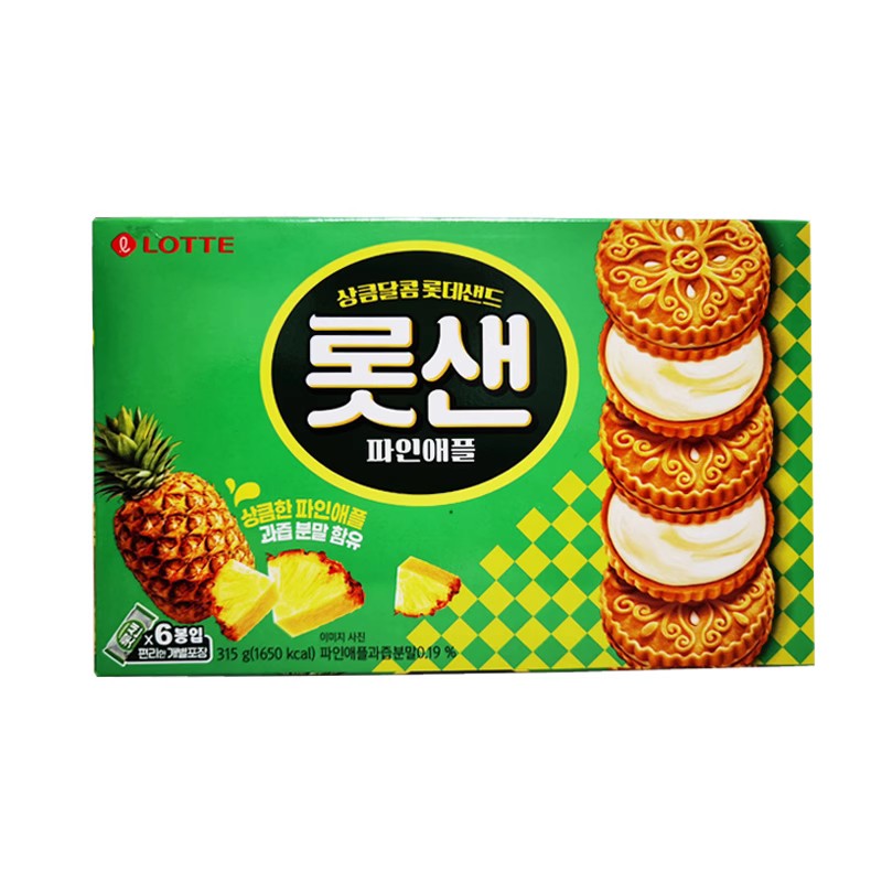 韩国LOTTE乐天ZEC杰克黄油椰子蔬菜菠萝巧克力夹心香酥薄脆饼干 - 图0