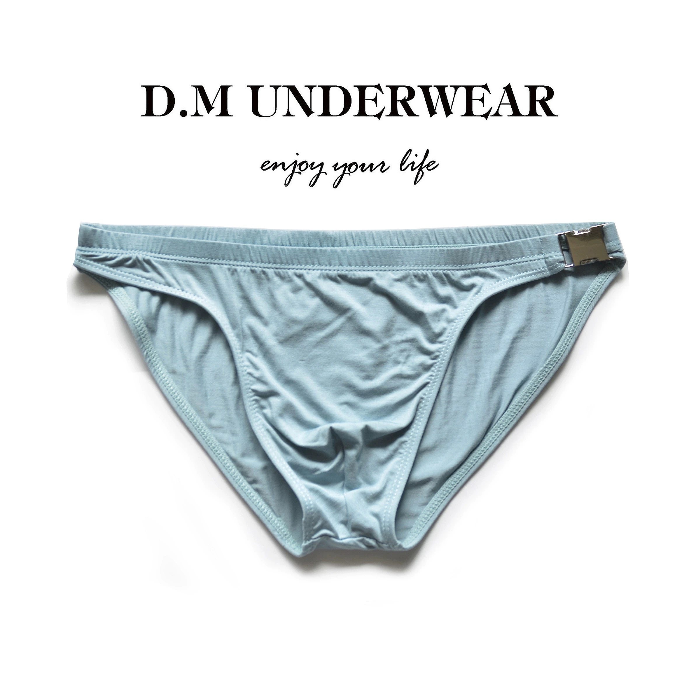 D.M男内裤低腰性感金属扣侧漏三角裤运动薄高弹纯色透气柔软裤钗,淘宝优惠券,粉丝福利购,淘宝优惠卷