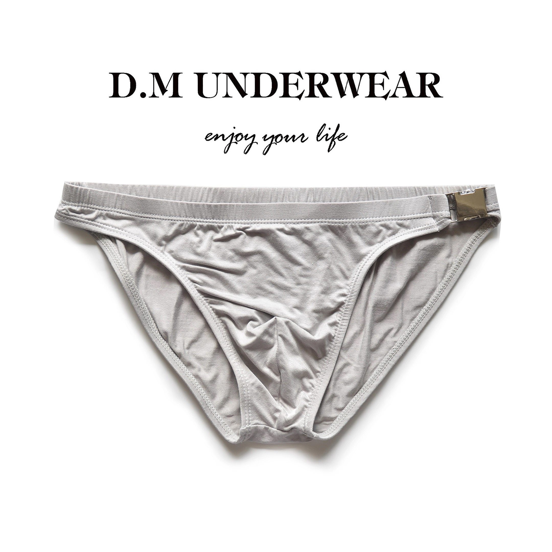 D.M男内裤低腰性感金属扣侧漏三角裤运动薄高弹纯色透气柔软裤钗,淘宝优惠券,粉丝福利购,淘宝优惠卷