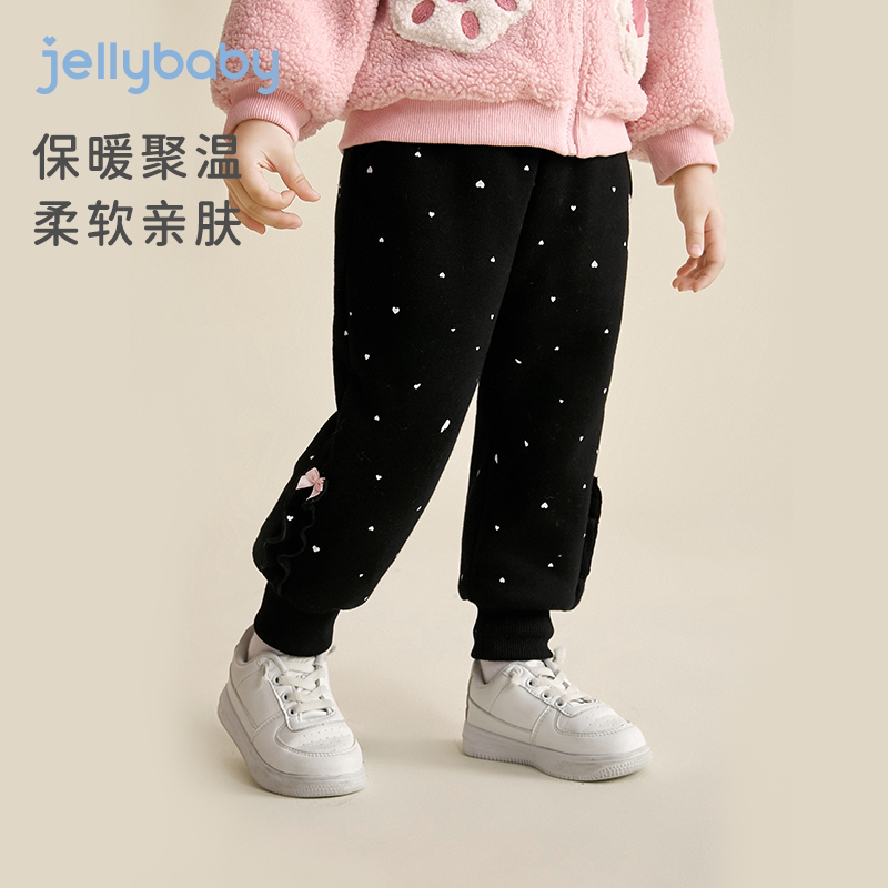 女童加绒裤子一岁儿童冬装小婴儿黑色宝宝棉裤冬季加厚男童保暖裤