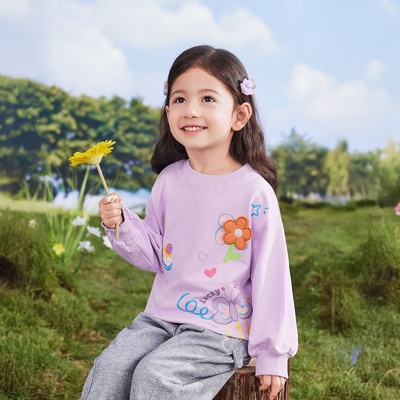 [7A抗菌]女童卫衣2025新款儿童秋季圆领长袖小童休闲秋装宝宝衣服