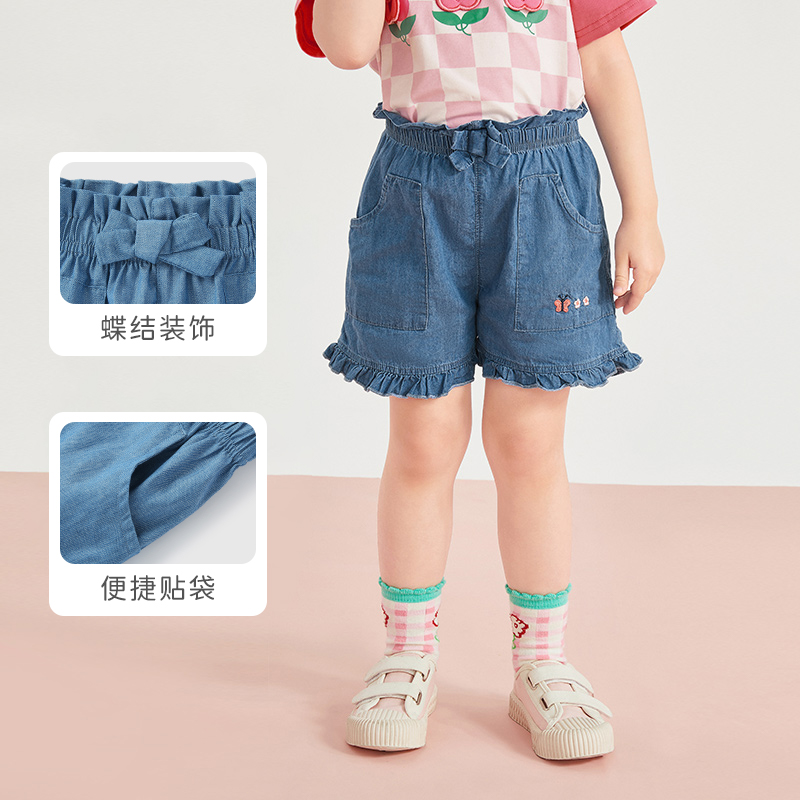 牛仔短裤女童薄款90-140cm