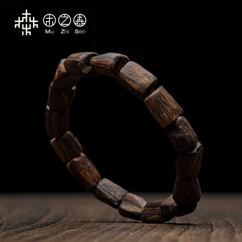 【漆黑魅影】海南黑油格随形木手链 木之森手串/宝珠